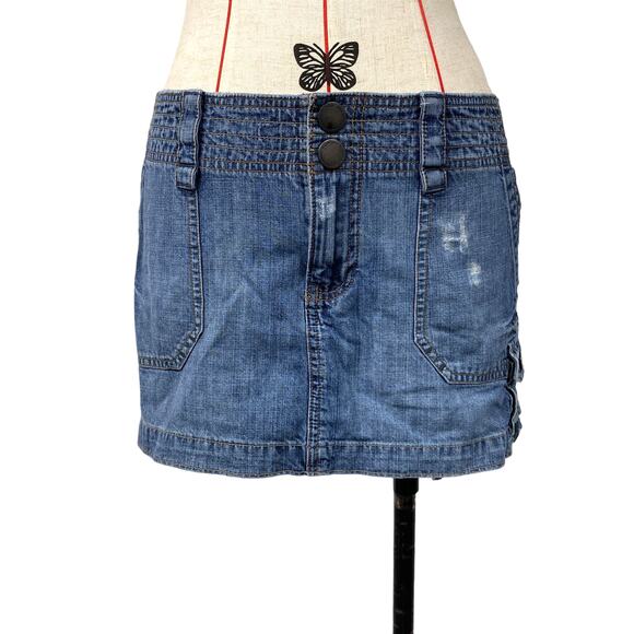 Mossimo Juniors Size 7 Blue Denim Cargo Mini Skirt - Picture 1 of 8